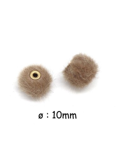 perle pompon beige 10mm imitation fourrure
