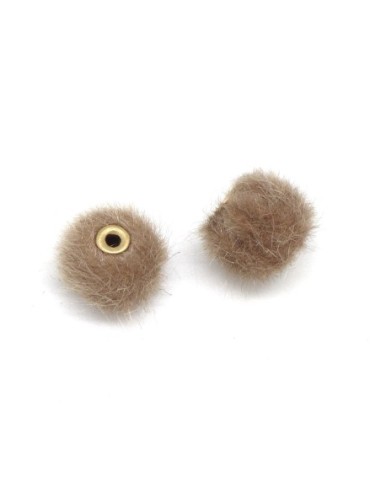 perle pompon ronde marron beige 10mm