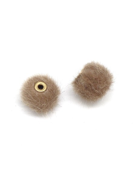 perle pompon ronde marron beige 10mm