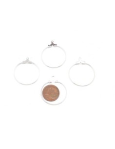 4 Supports boucles d'oreilles créole en métal argenté 25mm 2
