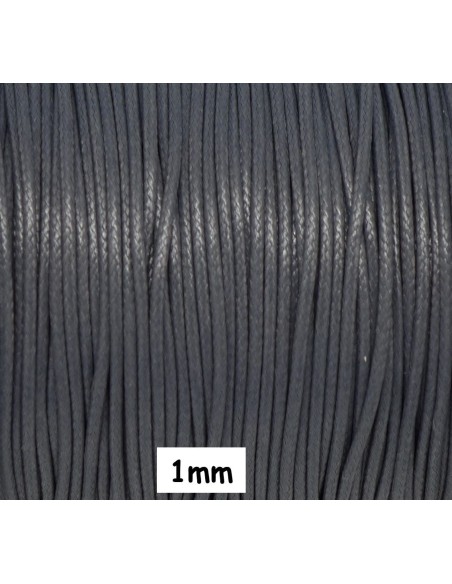 Cordon polyester enduit 1mm souple gris foncé, ardoise brillant