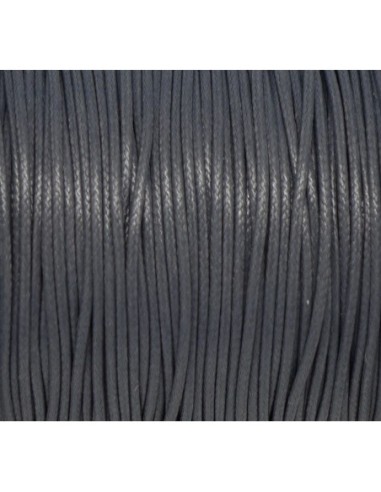 Cordon polyester enduit 1mm souple gris foncé, style coton ciré brillant