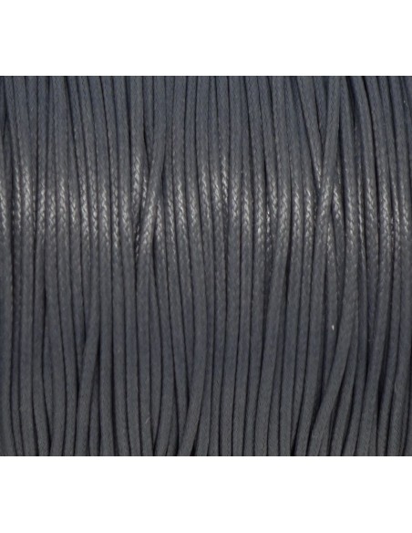 Cordon polyester enduit 1mm souple gris foncé, style coton ciré brillant