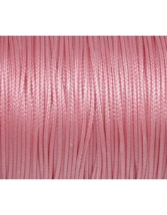 Cordon polyester enduit 1mm souple rose dragée style coton ciré brillant 2