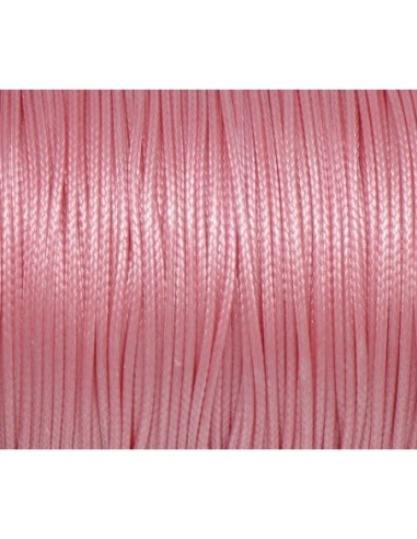 Cordon 1mm souple rose dragée style coton ciré brillant