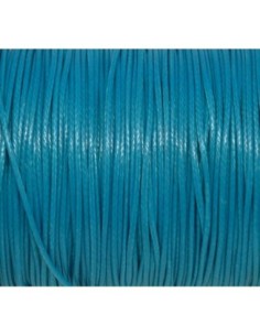 Cordon polyester enduit 1mm souple bleu paon style coton ciré brillant 2