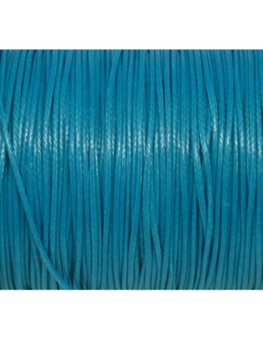 Cordon style coton ciré bleu paon 1mm