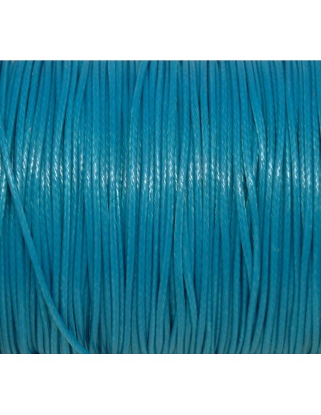 Cordon style coton ciré bleu paon 1mm