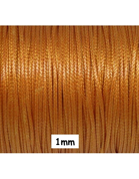 Cordon polyester enduit 1mm souple orange rouille style coton ciré brillant