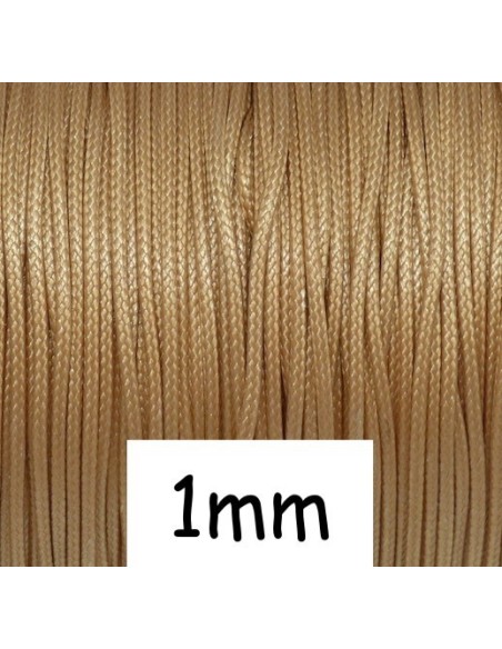 Cordon polyester enduit 1mm souple beige ocre sable style coton ciré brillant