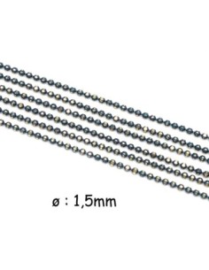 chaînette bille 1,5mm facettée en métal doré et bleu vert