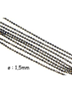 chaînette bille facetté 1,5mm en métal doré et noir ciselé, martelé