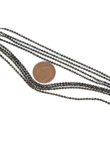 chaînette boule facetté 1,5mm en métal doré et noir ciselé, martelé