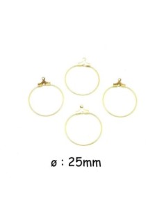 Support boucle d'oreille créole en métal doré 25mm