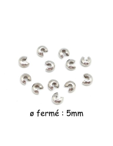 perle cache noeud à serrer 5mm en métal argenté