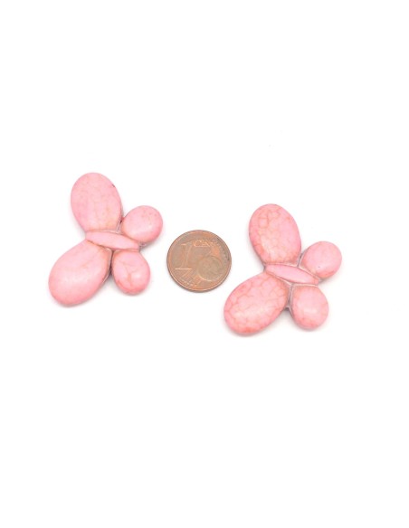 perle papillon rose pastel imitation "Howlite" 