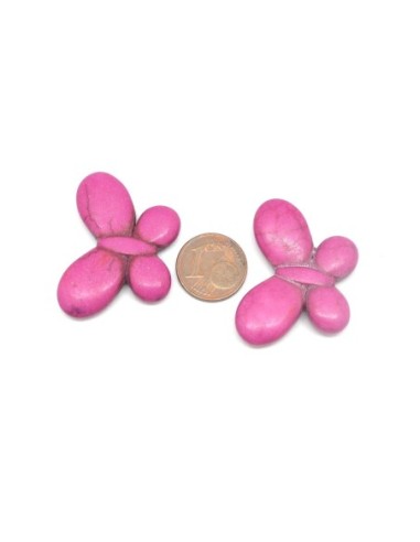 perle papillon rose fuchsia en pierre pas chère