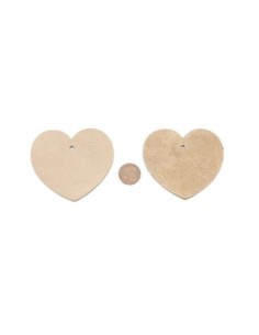 Grand Pendentif coeur en cuir beige sable souple 6cm 2