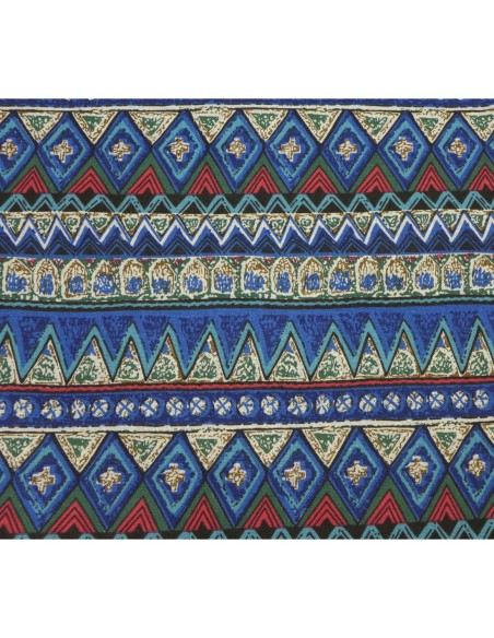 Coupon tissus ethnique épais multicolore 70cm X 95cm bleu, rouge, noir, beige