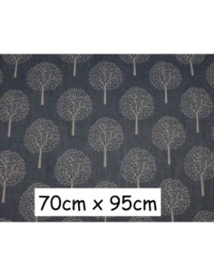 Coupon tissus gris motis arbre de vie beige 70cm X 95cm