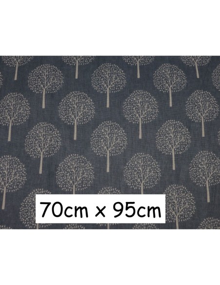 Coupon tissus gris motis arbre de vie beige 70cm X 95cm