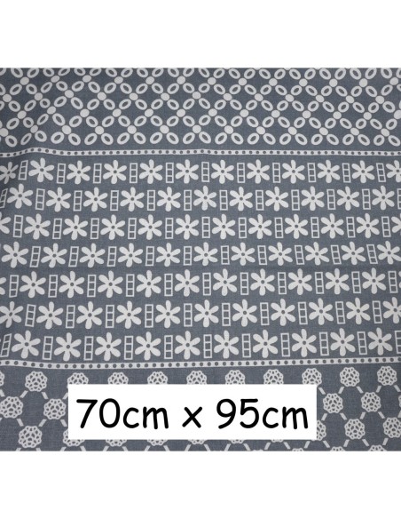 Coupon tissus gris à motif géométrique beige 70cm x 95cm