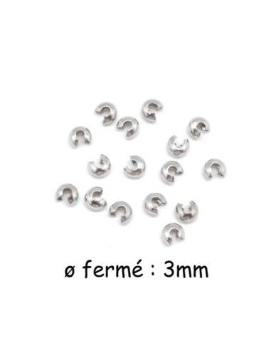 perle cache noeud cache perle à serrer 3mm en métal argenté
