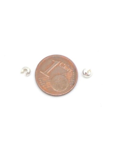 perle cache noeud 3mm en métal argenté brillant blanc