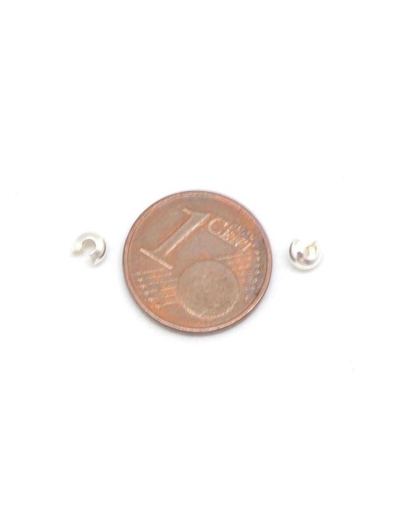 perle cache noeud 3mm en métal argenté brillant blanc