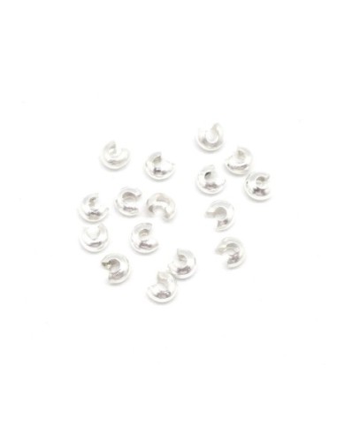 cache noeud cache perle à serrer 3mm en métal argenté brillant blanc