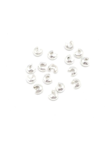 cache noeud cache perle à serrer 3mm en métal argenté brillant blanc