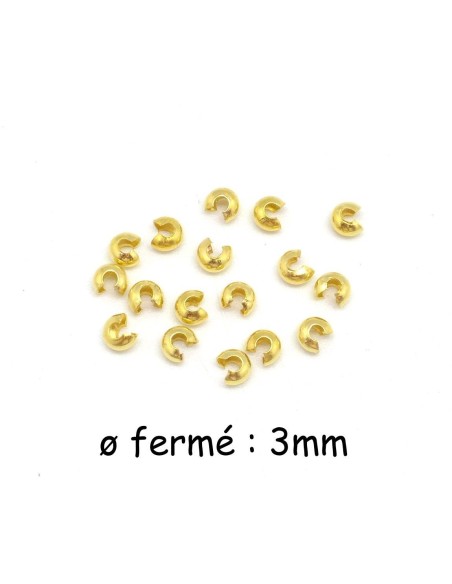 perle cache noeud cache perle à serrer 3mm en métal doré