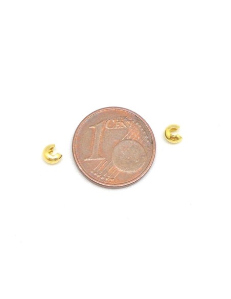 perle cache noeud à serrer 3mm en métal doré