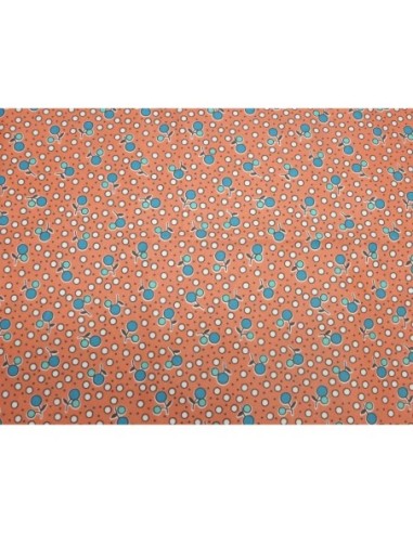 tissus orange pastel motif cerise pas cher 95cm x 145cm
