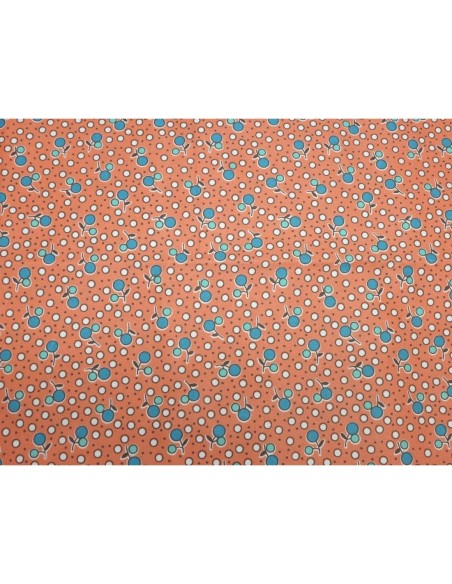 tissus orange pastel motif cerise pas cher 95cm x 145cm