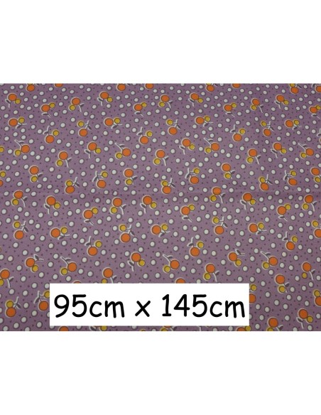 tissus parme lilas pastel motif cerise 95cm x 145cm pas cher