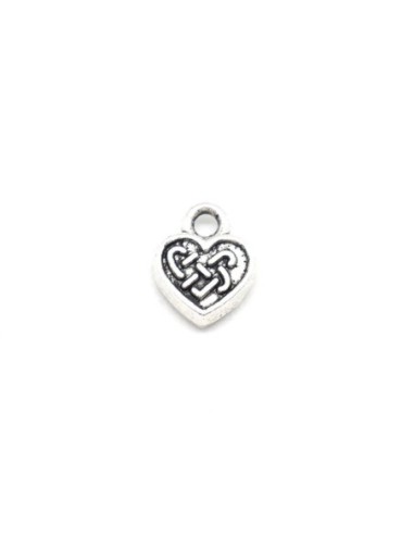 mini pendentif argenté coeur en métal pas cher