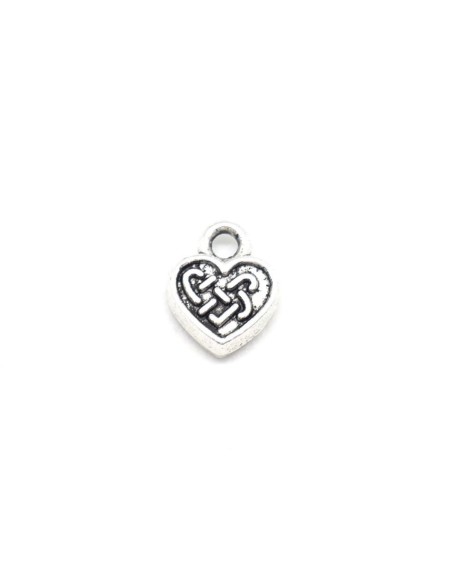 mini pendentif argenté coeur en métal pas cher