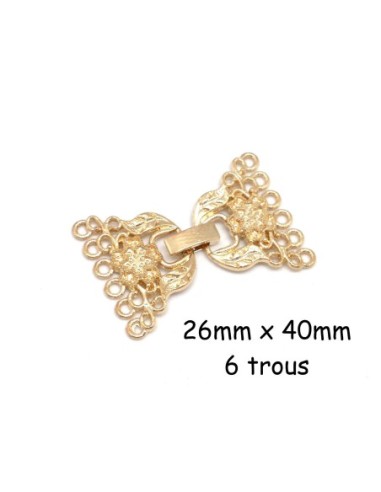 Fermoir clip en métal doré filigrane pour tissage de perles