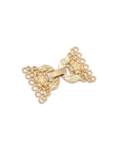 Fermoir clip manchette en métal doré filigrane pour tissage de perles