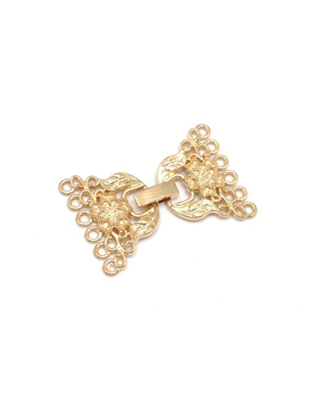 Fermoir clip manchette en métal doré filigrane pour tissage de perles