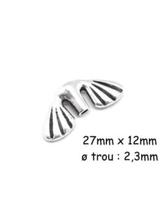 4 perles métal argenté intercalaire poisson, queue de baleine