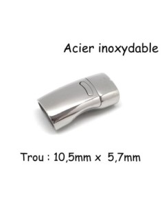 Fermoir aimanté en acier inoxydable argenté pour lanière cuir regaliz