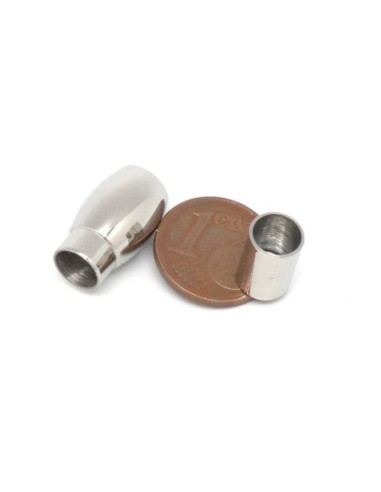 Fermoir magnétique en acier inoxydable argenté pour cordon cuir de 6mm