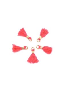 mini pompon rose cerise vif et métal doré