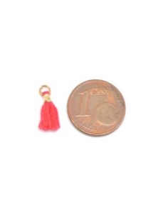 mini pompon rose cerise vif et métal doré 2