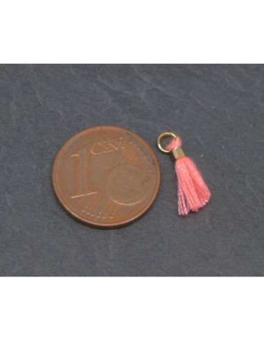 Très petit pompon rose clair fluo et anneau doré