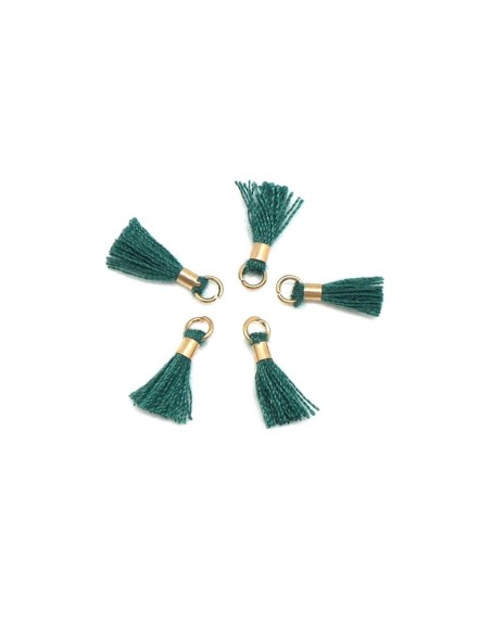 mini pompon vert épinard et métal doré pas cher