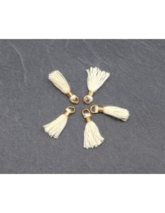 mini pompon écru beige et métal doré