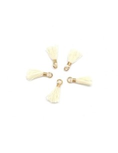 mini pompon écru beige et métal doré 2